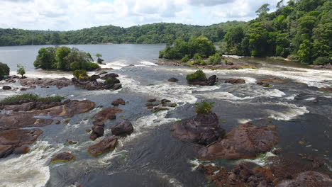 Flying-over-rapids-with-rocks-in-French-Guiana-Saut-Maripa-Brazil
